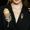 Classic Rhinestone Feather Brooch Gold Plated Lapel Pin Clothing Dress Accessories Birthday Party Jewelry Gifts For Women Men - Image 1