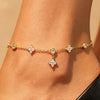 Silver Clover Design Ankle Bracelet for Women Dainty CZ Charm Chain Anklet Adjustable Lucky Flower Foot Jewelry - Image 2