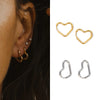 Stainless Steel Heart Hoop Earrings in Gold-Tone or Silver-Tone - Image 1