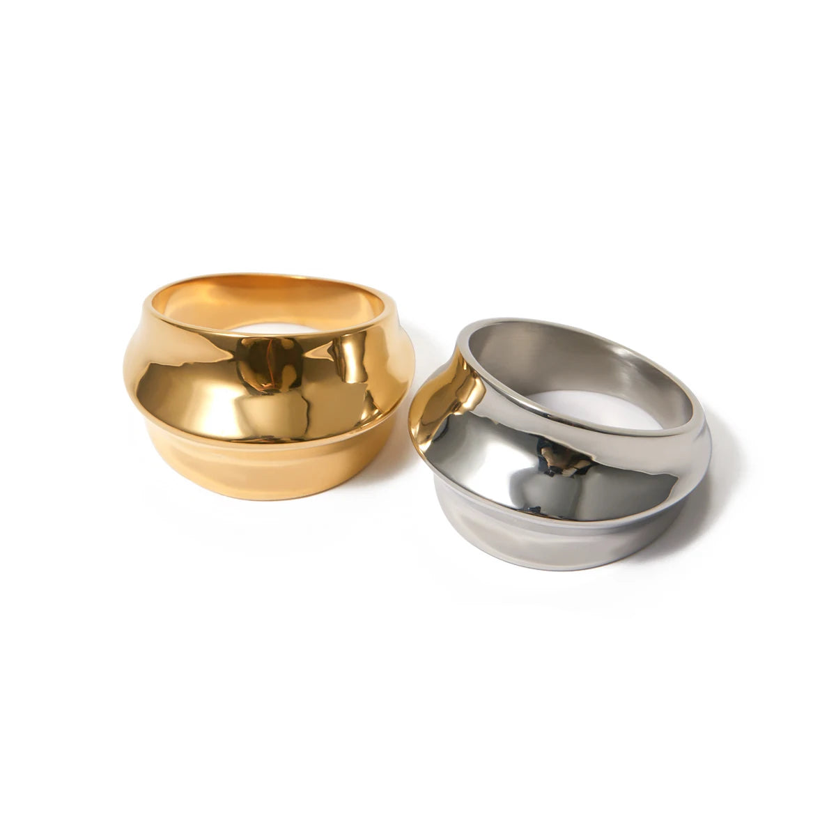 Stainless Steel Geometric Cool Concave Convex Ring Women's Personalized Jewelry Gift - Image 1