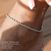Braided Chain Anklet Rose Gold Plated Stainless Steel Textured Twist Design Women Accessories Summer - Image 2