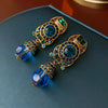 Rhinestone Bluey Crystal Clip Earrings for Womens Medieval Vintage Peisonality Sparkle Charms Earring Jewelry - Image 3