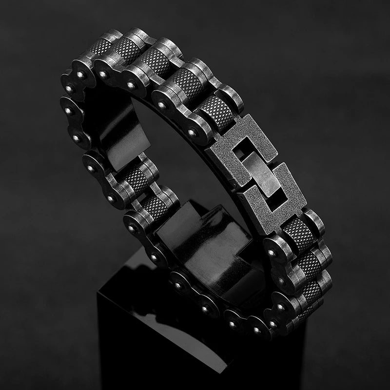 Retro Biker Chain Bracelet Mens Bracelet Link Chain Motorcycle Bicycle Style Bracelets Stainless Steel Bangles Jewelry - Image 1