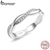 Silver Twisted Vine Ring Cubic Zirconia Eternity Cross Band Ring Stacking for Women Wedding Gift 3 Colors - Image 1