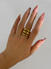Stainless Steel Gold Silver Plated 3 Splicing Color Chunky Dome Ring Multi-Layer Hollow Rings for Women Men Unisex - Image 4