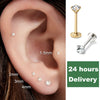 2/8PCS Stainless Steel Eearring Nose Stud Cartilage Piercing Jewelry Helix Tragus Lip Flat Back Tiny Earrings for Women 18G - Image 1