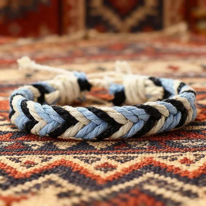 Unique Handmade Weaven Bracelet Unisex Ethnic Style Adjustable Braided Wrap Braslet Armband Casual Festival Couple Accessories - Image 1