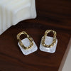 Korea Acrylic Resin Geometric Square Hanging Stud Earrings Hollow Metal Earrings Jewelry Gift - Image 2