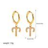 Zodiac Sign 12 Constellation Hoop Earrings for Women Shiny Zircon Gold Plated Ear Buckle Huggie Hoops Jewelry Gifts - Image 10