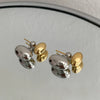 Simple Two-tone Gold Color Metal Beans Drop Earring For Women Party Earrings Jewelry Gift - Image 1