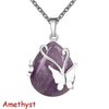 Vintage Wire Wrap Butterfly Gemstone Rose Quartz Amethyst Opalite Crystal Pendant Necklace - Image 10