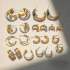 Two Tone Silver Color Gold Color Tone Oval Hoops Layered Triple Huggy Huggie Hoops Small Stud Mixed Metal Minimal Busines - Image 2