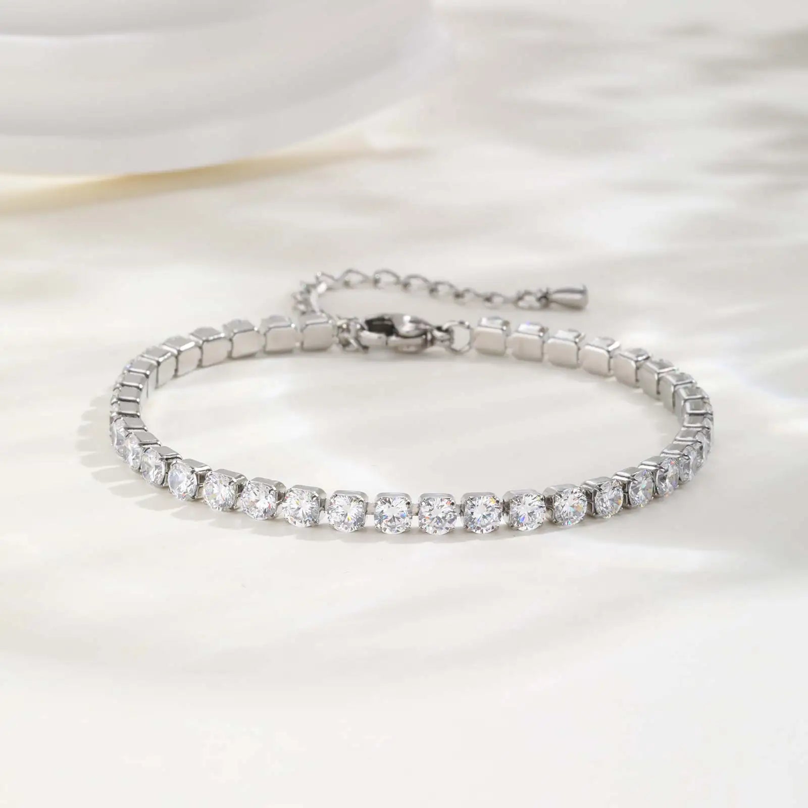 2/3/4/5mm Crystal Tennis Bracelet For Women Stainless Steel Square Zircon Adjustable Chain Party Couple Jewelry - Image 1