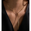 Stainless Steel Cubic Zirconia Chain Long Hanging Drop Necklace Women Temperament Jewelry - Image 3
