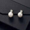 2 Pcs Imitation Pearl Pendant Women Necklace Earring Stud Set Silver Color Snake Chain Square Metal Full Crystal Jewelry Set - Image 4