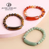 JD Stone Tiger Eye Amethyst Rectangle Bar Charm Bracelet Women Men Stone Powder Crystal Rough Chakra Jewelry - Image 27