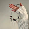 Hiphop Red Zircon Pendant Necklace for Men Chokers Black Chain Red Crystal Waterdrop Tassel Double Layered Neck Chain Jewelry - Image 3
