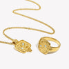 Retro Style Square Shape Star Moon Ring Necklace Gold Plated Stainless Steel Party Women Jewelry Set - Image 4