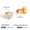 Geometric Cubic Zirconia Earrings For Women Minimalist Gold Plated Stainless Steel Clip Earrings Jewelry - Image 9