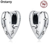 Silver Star Moon Heart Shape Earrings Jewelry Versatile Hoop Earrings For Women Jewelry Birthday Party Gifts - Image 1