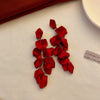 Bohemian Rose Petal Earrings Flower Red Yellow Blue Colors Flower Drop Earrings Long Tassel Earrings Party Wedding Jewelry B - Image 2