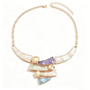 Boho Colorful Enamel Geometric Bib Necklace Hammered Statement Jewelry for Women Beach Vacation Party Daily Wear - Image 5