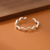 Twisted Line Silver Smooth Wave Simple Opening Rings - Image 1