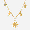 White Zirconia Stainless Steel Necklace Polished Five-Pointed Star Moonstone Sun Hammer Pattern Pendant Woman Necklace - Image 1