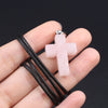 Charm Natural Semiprecious Stone Cross Shape Crystal Tiger Eye Agate Pendant Necklace Jewelry Gift for Women 25x18mm - Image 48