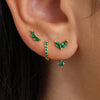 Three-Pair Huggie Hoop Earring Set with Color and Stone Variations - Image 2
