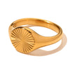 Stainless Steel Rings for Women Gold Color Do Not Fade Wave Rays Texture Signet Dainty Ladies Ring Jewelry - Image 8