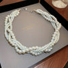 Twisted Imitation Pearl Choker Necklace with Beaded Strands - Image 1