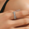 Zircon Shiny Chic Resizable Double Student Opening Rings for Woman Silver Color Gothic Finger Jewelry Wedding Party - Image 3