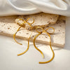 Snake Chain Bow Drop Stud Earrings for Women Gold Plated Bowknot Long Tassels Earring Party Jewelry - Image 3