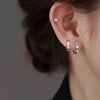 Silver Zircon Star Asymmetry Hoop Earrings For Women Party Classic Jewelry Small Niche Minimalist Accessories - Image 4