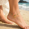 Bohemia Green Crystal Conch Tropical Fish Charms Tassel Anklet for Women Gold Plated Summer Holiday Foot Jewelry - Image 6