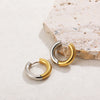 Punk Two Colors Stainless Steel Round Ring Huggies Earrings for Women Gold Plated Circle Hoop Ear Buckles Classic Jewelry - Image 3