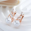 Geometry Pearl Drop Earrings for Women Rose Gold Silver Color Mix Zircon Boho Ethnic Wedding Jewelry - Image 4