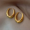Chunky Oval Hoop Earrings in Gold-Tone or Silver-Tone - Image 7