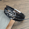 Punk Arrow Entanglement Design Men Jewelry Leather Braided Bracelets Stainless Steel Black Bracelets Male Bangle - Image 1