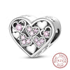 Silver Charm Bead Mother's Day Love Heart Family Charm Bead Pendant Fits Bracelet Womens Jewelry Gifts - Image 44