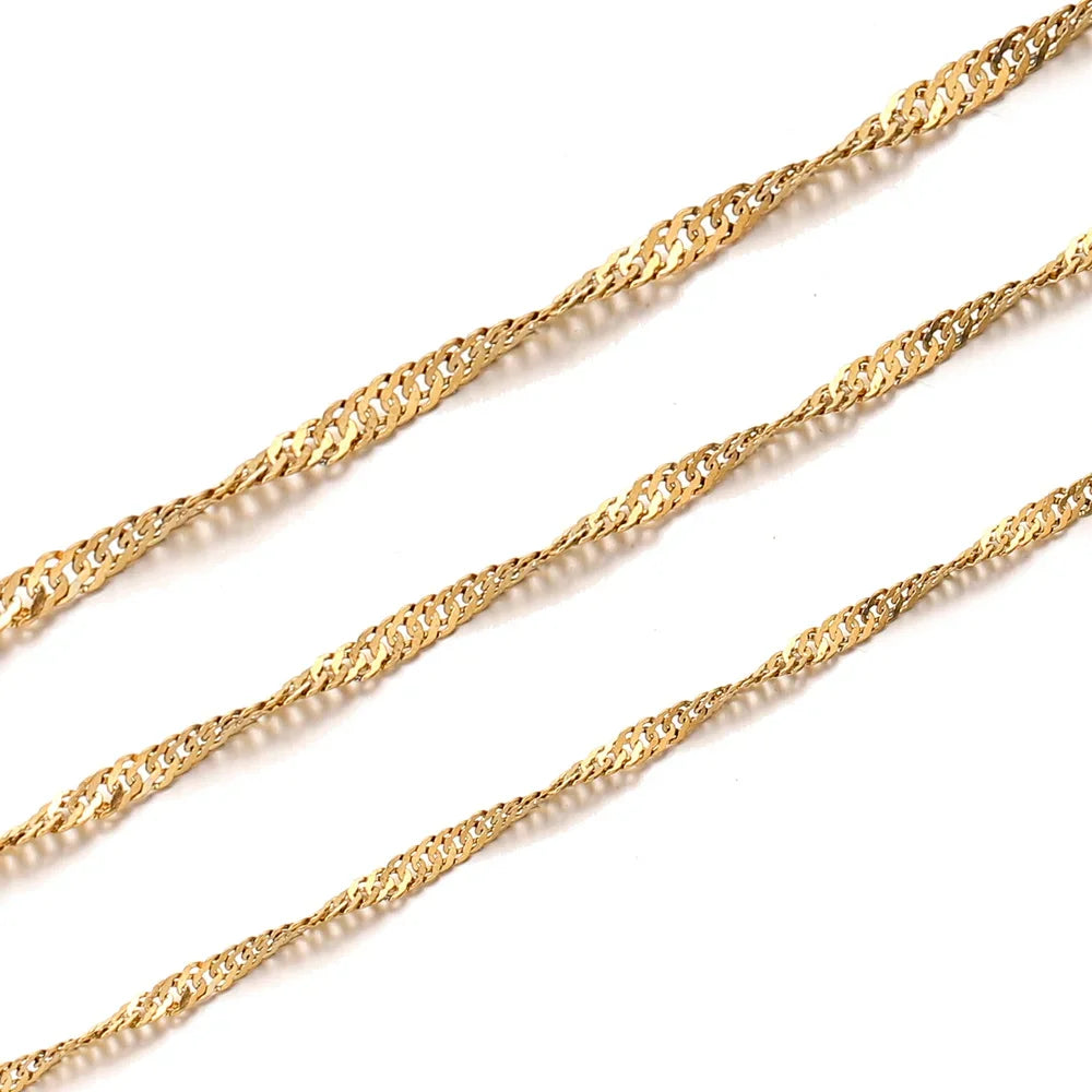 2 M Stainless Steel Gold Corrugated Twist Chain for DY Gold Necklace Bracelet Anklet Jewelry Handicraft Production - Image 1