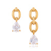 Asymmetric Water Drop Zircon Earrings For Women Gold Plated Stainless Steel Thick Chain Earrings Jewelry - Image 1