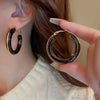Vintage Brown Resin Round Hoop Earrings for Women Elegant Geometric Circle Temperament Earings Wedding Jewelry Gifts - Image 2
