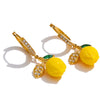 Yellow Resin Zirconia Fruit Lemon Dangle Earrings for Women Stainless Steel Arrivals Chic Jewelry - Image 8