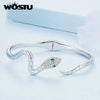 Silver Color Classical Snake Open Bangle Bracelets For Women Men Green White Zircon Charm Bracelet Unique Jewelry Gift - Image 5