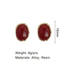 Oval Metal Post Earrings Classic Resin Styles For Women Vintage Jewelry Daily Wear Accessories Timeless Gifts - Image 3