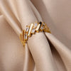 Zircon Bar Rings For Women Gold Plated Stainless Steel Bar Opening Ring Wedding Aesthetic Jewelry - Image 4