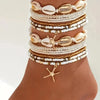 14Pcs/Set Bohemian Rice Beads Starfish Shell Anklet Sets for Women Retro Gold Color Multilayer Foot Chain Vacation Jewelry Gifts - Image 7