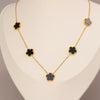 Gold Plated Stainless Steel Necklace Woman Five Leaf Petals Double Sided Necklaces for Women Pendant Flower Clover Jewelry - Image 2